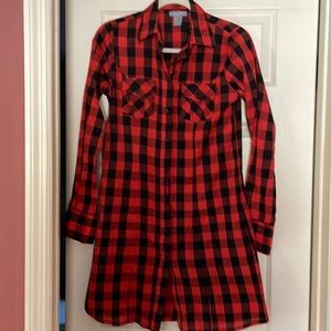 Delia’s Red and black buffalo check dress size sm